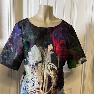 Elegant Multicolor Abstract Blouse made in USA, Art to‎ wear, Vintage, Classy